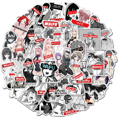 50PCS Anime Girl Stickers - Kawaii Manga Decals for Laptops, Planners, Water Bottles & Otaku Culture Gifts