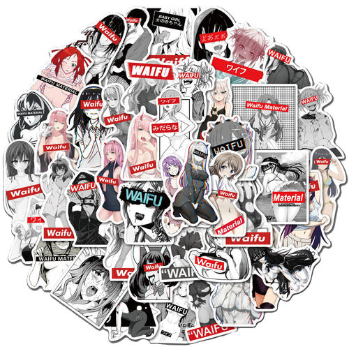 50PCS Anime Girl Stickers - Kawaii Manga Decals for Laptops, Planners, Water Bottles & Otaku Culture Gifts