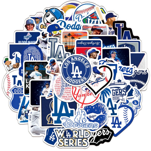 50PCS Dodgers Baseball Stickers Bike Skateboard Guitar Laptop Luggage Waterproof Joke Stickers