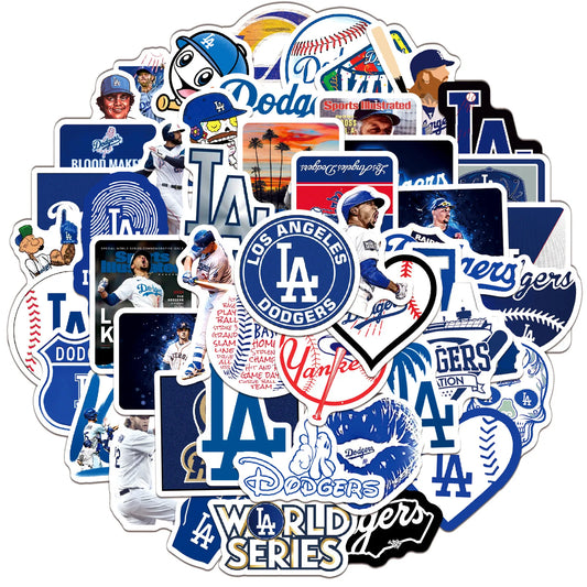 50PCS Dodgers Baseball Stickers Bike Skateboard Guitar Laptop Luggage Waterproof Joke Stickers