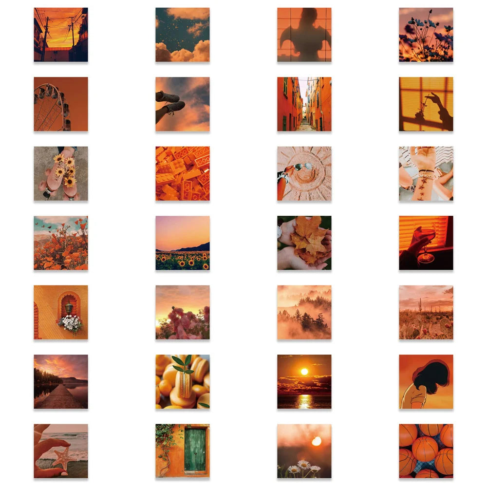 50PCS Orange Sunset Landscape Graffiti Stickers Personalized Decoration Luggage Laptop Waterproof Stickers