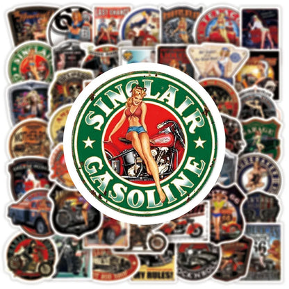 30/50PCS Retro Motorcycle Girl Creative Helmet DIY Sticker Sticker Scrapbook Skateboard Guitar Bike Toy Sticker