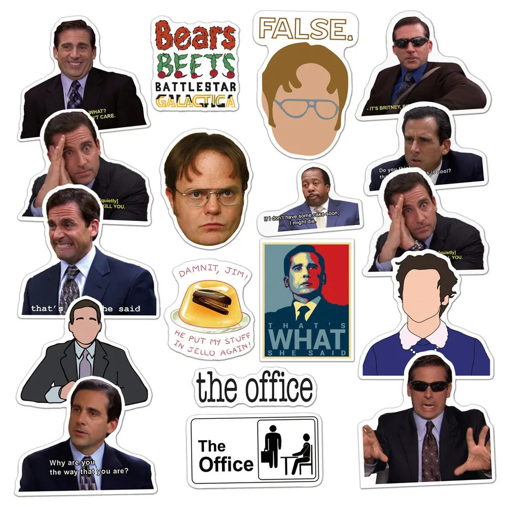 50PCS American Drama Office Graffiti Waterproof Sticker Suitcase Car Water Cup Guitar Refrigerator Stationery Box
