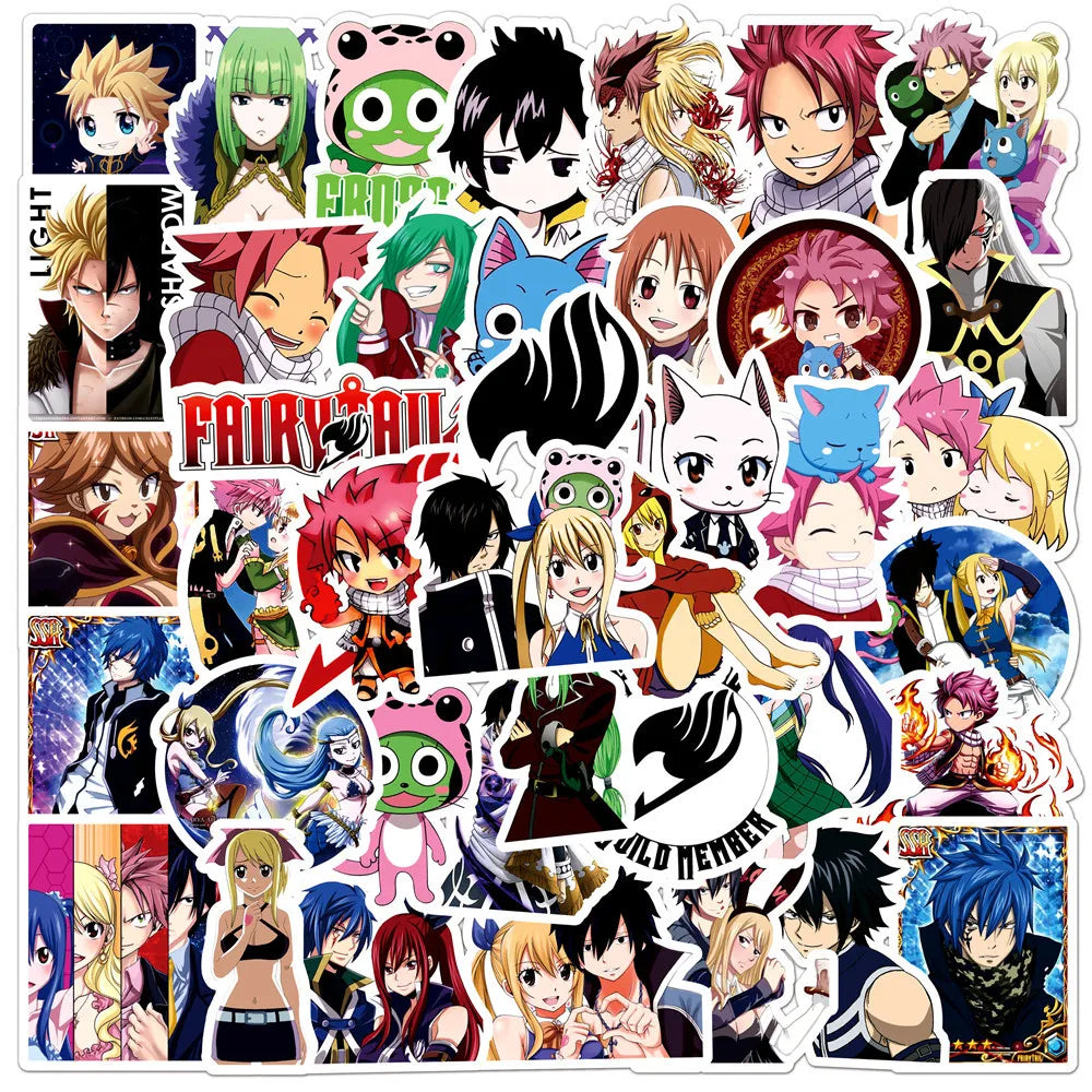 50PCS Cartoon Anime Fairy Tail Graffiti Stickers Luggage Laptop Guitar Bike Skateboard Waterproof Stickers