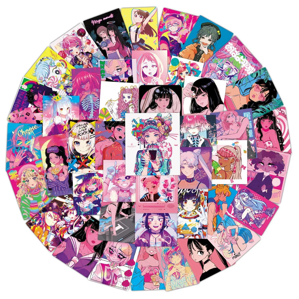 50PCS Japanese Anime Cartoon Teenager Graffiti Sticker Notebook Guitar Water Cup Trolley Case Waterproof Sticker