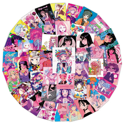 50PCS Japanese Anime Cartoon Teenager Graffiti Sticker Notebook Guitar Water Cup Trolley Case Waterproof Sticker