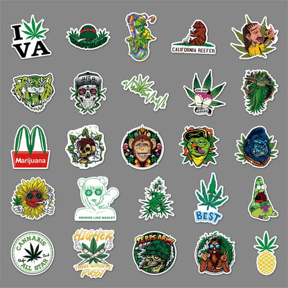 50PCS Cartoon Personality Spoof Green Graffiti Sticker Notebook Guitar Skateboard Mobile Phone Gift Toy Sticker
