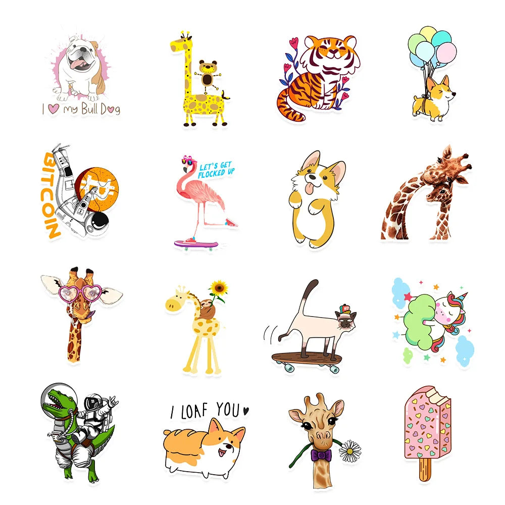 50PCS Mini Cute Stickers Mobile Phone Water Cup Stationery Notebook Hand Account Waterproof Stickers