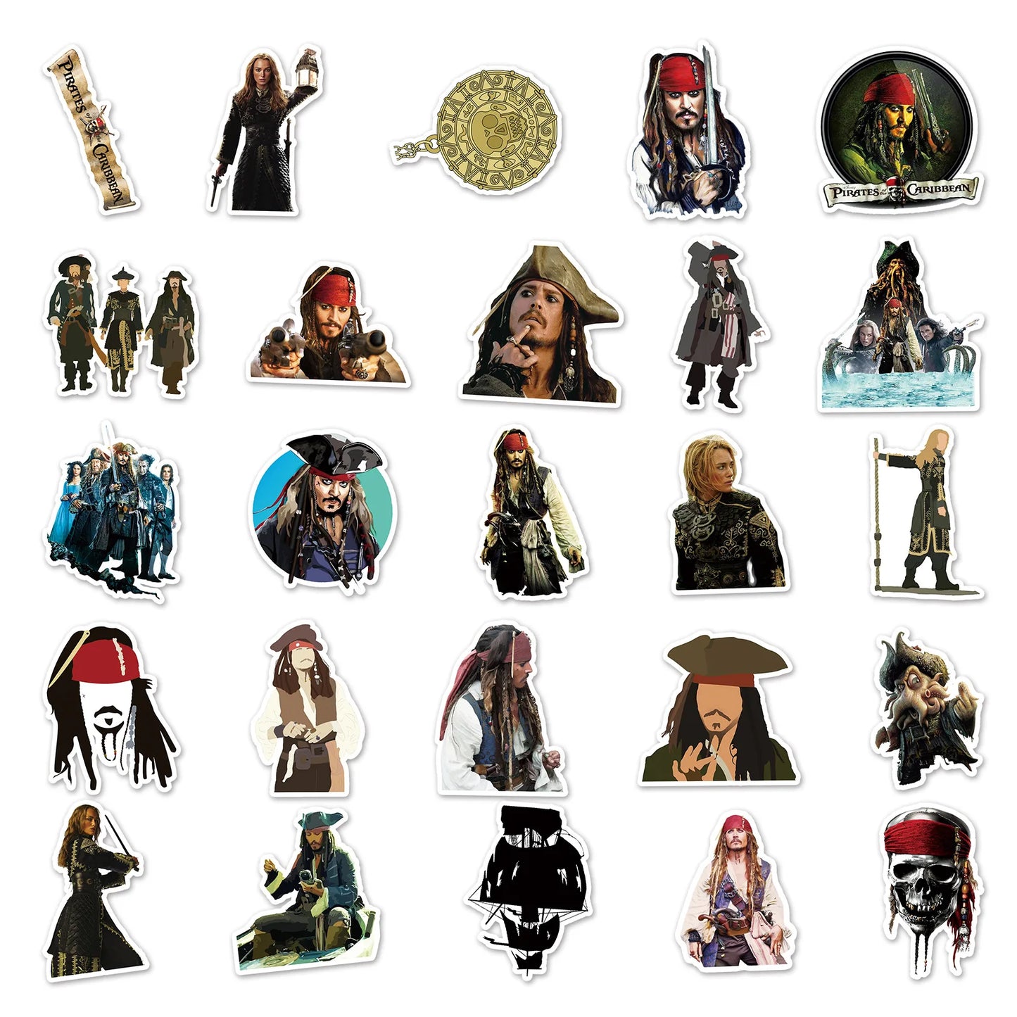 50PCS   Pirates of The Caribbean Graffiti Waterproof Sticker Suitcase Notebook Refrigerator Stationery Box WaterCup