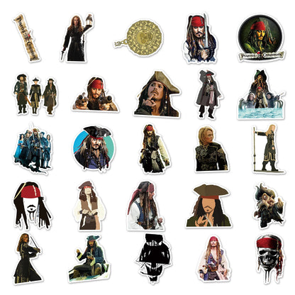50PCS   Pirates of The Caribbean Graffiti Waterproof Sticker Suitcase Notebook Refrigerator Stationery Box WaterCup