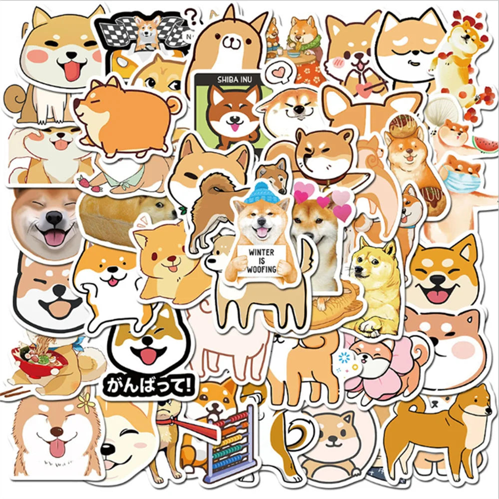 50PCS    Cute Cartoon Pet Puppy Notebook Hand Account Graffiti Mobile Phone Shell Decorative Waterproof Stickers