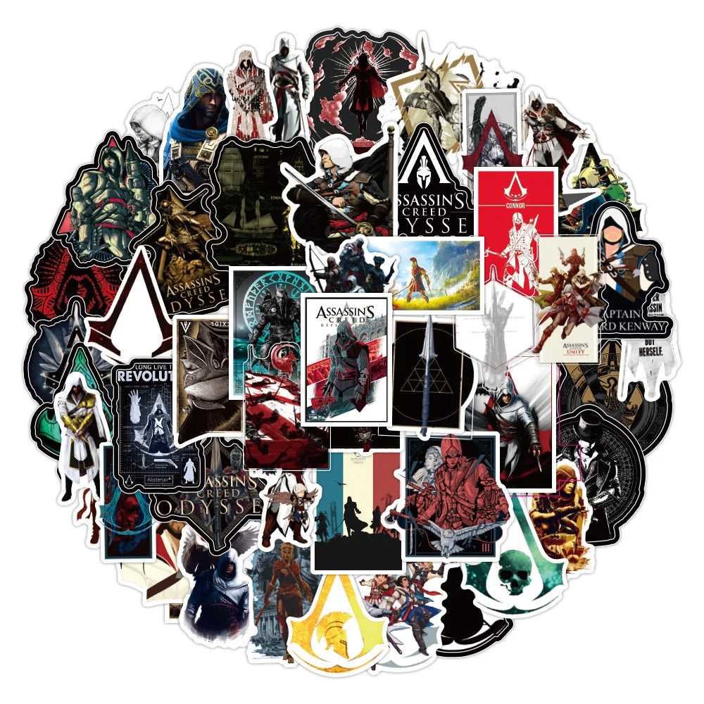 50PCS New Assassin Creed Personalized Decoration Graffiti Waterproof Sticker Notebook Skateboard Helmet Water Cup