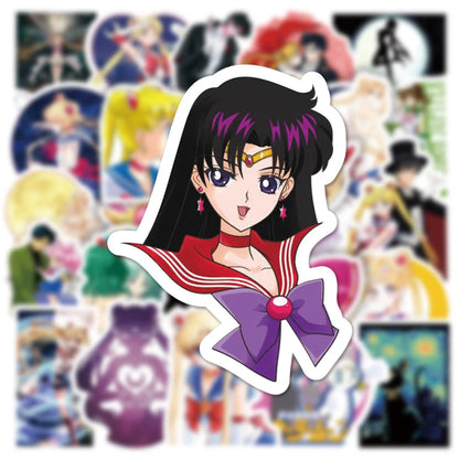 50PCS Cartoon Moon Beautiful Girl Graffiti Anime Suitcase Laptop Water Cup Toy Decoration Waterproof Sticker