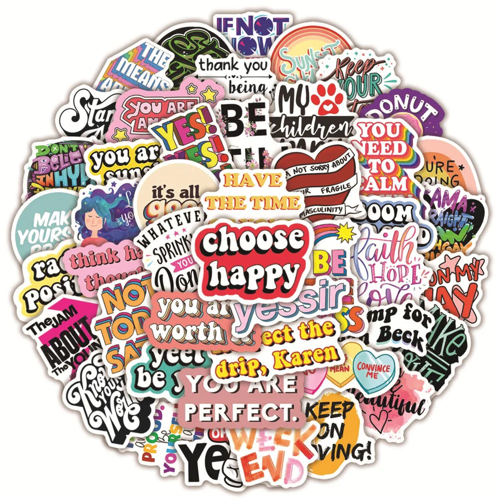50PCS   Inspirational Classics Personality Graffiti Stickers Trolley Case Skateboard Refrigerator Laptop Sticker