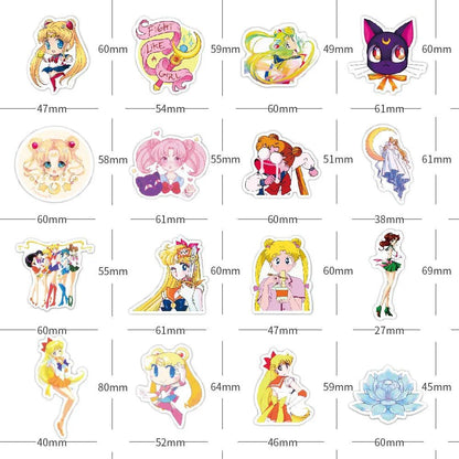 50PCS Animation Sailor Moon Graffiti Sticker Car Trunk Skateboard Water Cup Guitar Helmet Refrigerator Waterproof