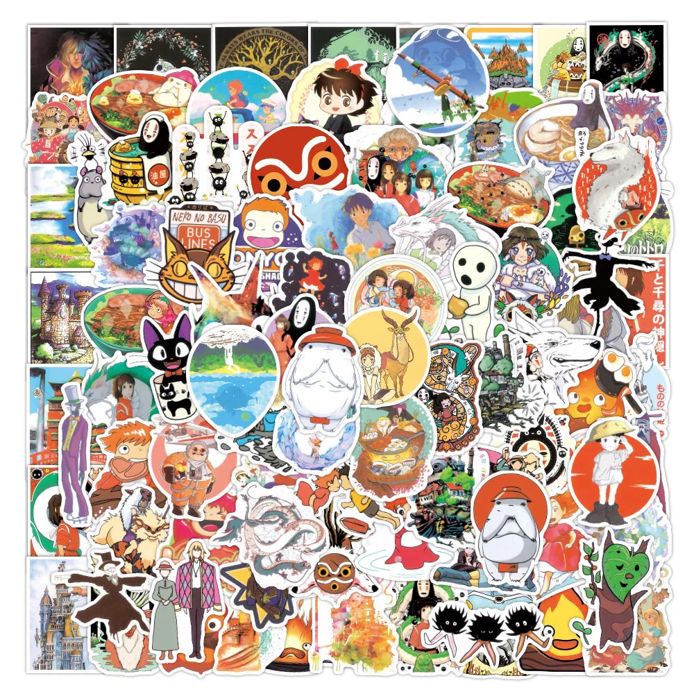50pcs Japanese Animation Hayao Miyazaki Animation Graffiti Sticker Waterproof Sticker