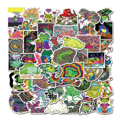 50PCS Psychedelic Aesthetics Cartoon Frog Stickers Toy Luggage Mobile Phone Decoration Graffiti Stickers
