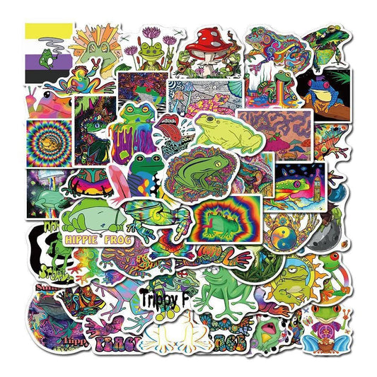 50PCS Psychedelic Aesthetics Cartoon Frog Stickers Toy Luggage Mobile Phone Decoration Graffiti Stickers