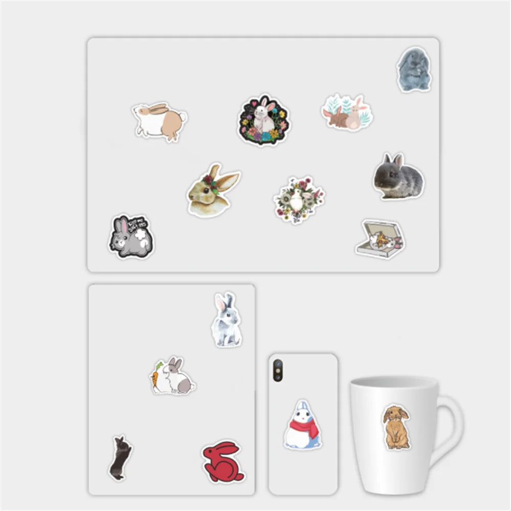 50PCS Cartoon Cute Rabbit Graffiti Stickers Scooter Notebook Scooter Guitar Waterproof Stickers Decorative Toys
