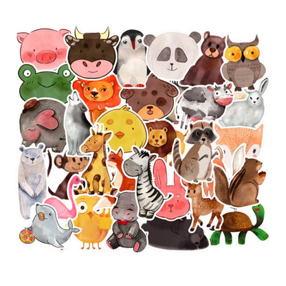 50 pieces of ink-wash painting cartoon cute animal decorative style graffiti stickers, personalized, fashionable and creative DIY exquisite decorative decal cups, helmets, skateboard popular sticker toys