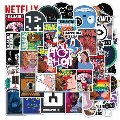 50PCS High Score Movie Character Sticker Notebook Guitar Skateboard Gift Toy American Drama Black Mirror Sticker