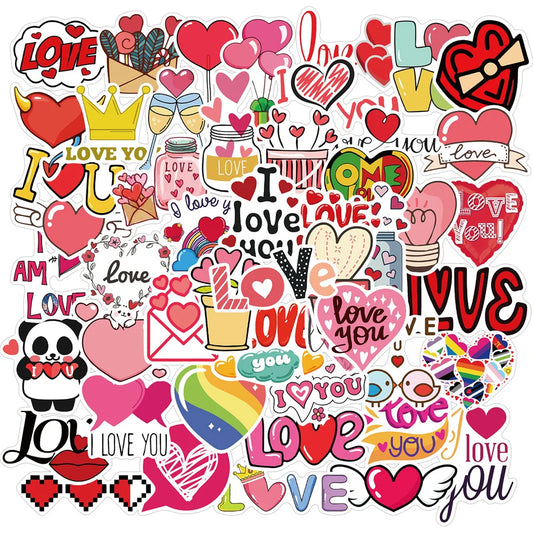 50PCS Valentine's Day Sticker Pink Love Luggage Motorcycle Trolley Case Notebook Waterproof Sticker