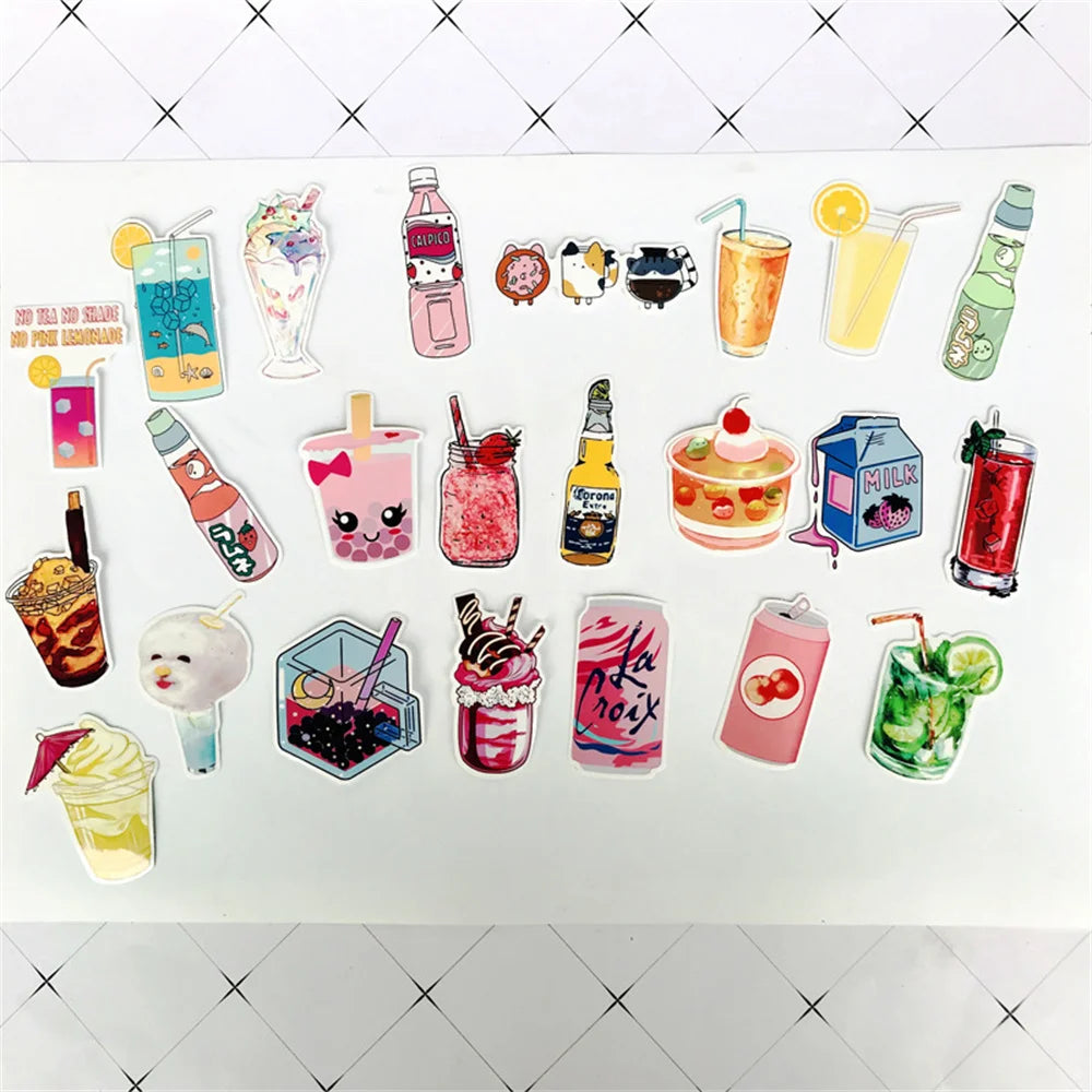 50PCS Cartoon Girl Heart Dessert Cake Baking Packaging Graffiti Sticker Notebook Trolley Box Scooter PVC Sticker