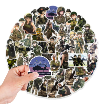 50PCS Anime Camouflage Beauty Cartoon Soldier Graffiti Sticker Skateboard Suitcase Water Cup Phone PVC Sticker
