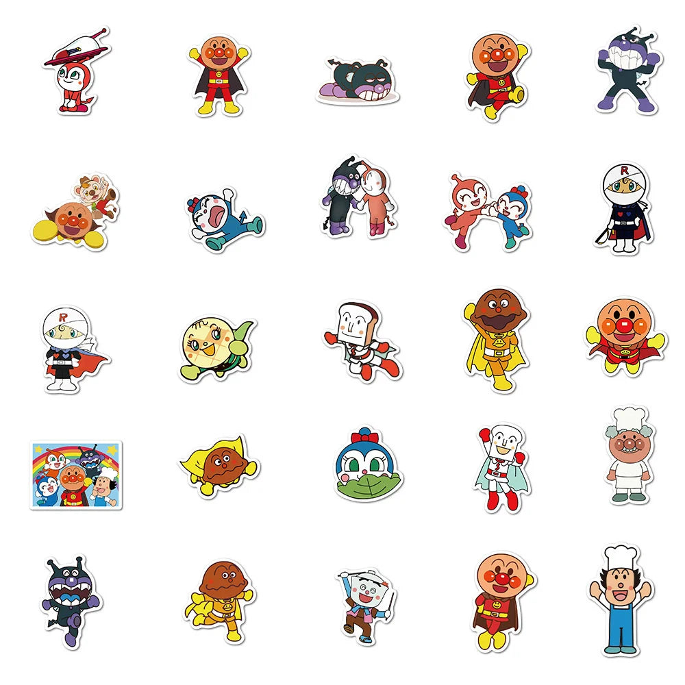 50PCS Japanese Animation Bread Superman Graffiti Waterproof Sticker Suitcase NotebookSkateboardRefrigeratorHelmet