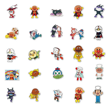 50PCS Japanese Animation Bread Superman Graffiti Waterproof Sticker Suitcase NotebookSkateboardRefrigeratorHelmet