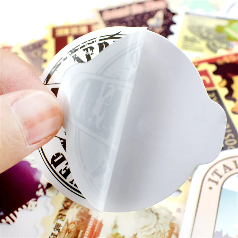 50PCS Retro Stamp Series Graffiti Laptop Guitar Motorcycle Luggage Skateboard Bike Waterproof Sticker