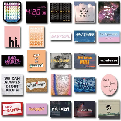 50PCS INS Wind Inspirational Lost Text Diary Graffiti Waterproof Sticker Suitcase Notebook RefrigeratorSkateboard