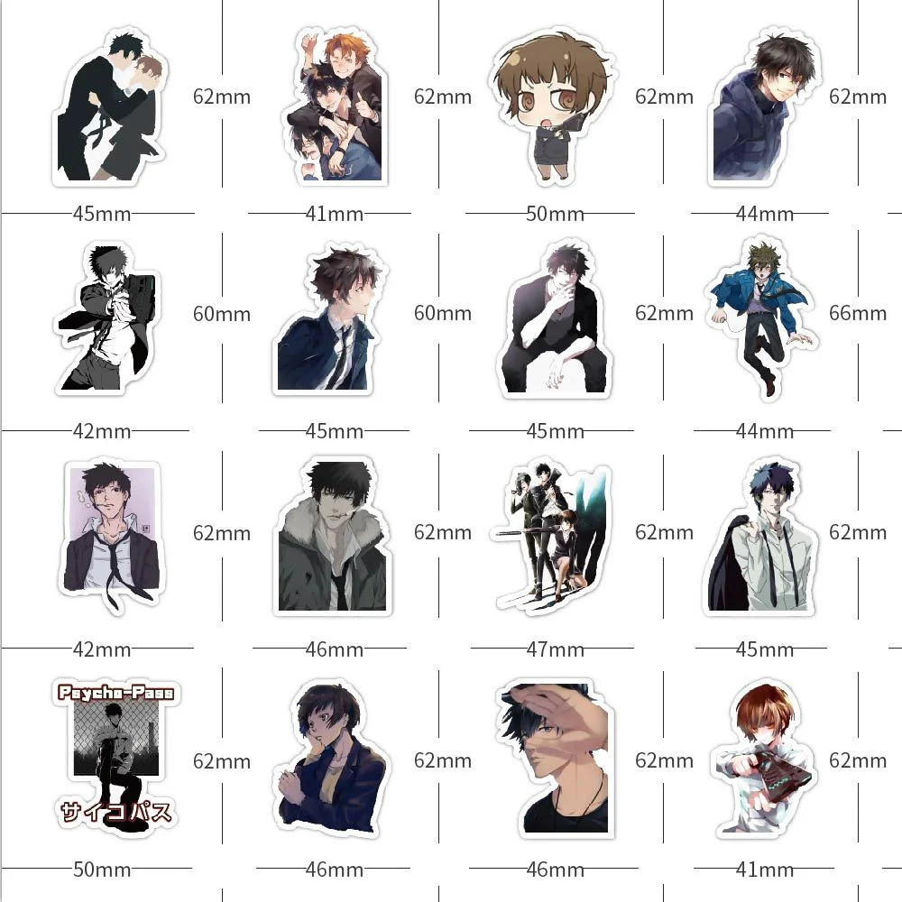 50PCS New Japanese Anime Psychographer Graffiti Stickers Car Trunk Water Cup Refrigerator Sticker