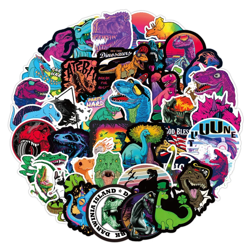 50PCS Dinosaur World Graffiti Stickers Personalized Waterproof Luggage Laptop  Refrigerator Water Cup Decoration