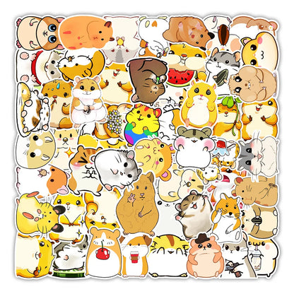 50 pieces of cute cartoon hamster decorative style graffiti stickers, personalized, fashionable and creative DIY exquisite decorative decal cups, helmets, skateboard popular sticker toys
