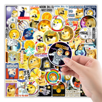 50 pieces of cute cartoon dog coins, fun dog head graffiti stickers, personalized suitcase, notebook, planner, waterproof sticker toys