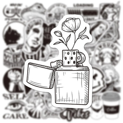 50PCS Black and White Personalized Art Plaster Head Mixed with Graffiti Sticker TV Water Cup Trolley Case Guitar