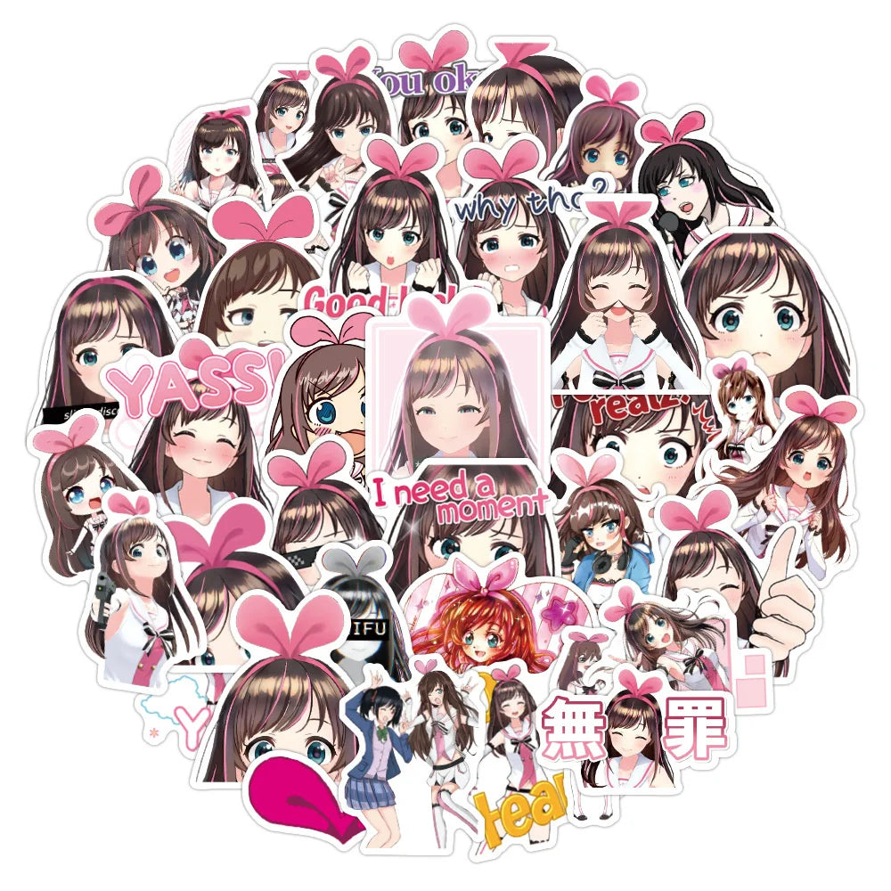 50PCS Cute Girl Tripping Love Graffiti Trolley Case Scooter Refrigerator Water Cup Waterproof Child Sticker