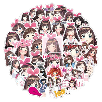 50PCS Cute Girl Tripping Love Graffiti Trolley Case Scooter Refrigerator Water Cup Waterproof Child Sticker