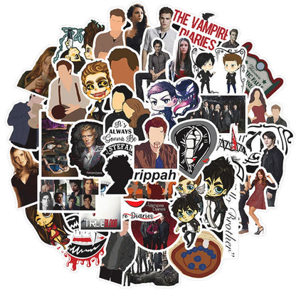 50PCS Popular American Drama Vampire Diaries Graffiti Waterproof Sticker Suitcase Notebook Refrigerator Water Cup