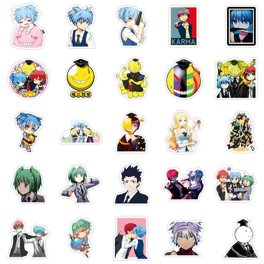 50PCS cartoon and anime assassination classroom graffiti stickers, personalized DIY luggage, laptop, scooter, water cup, waterproof decorative sticker toys