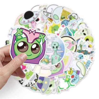 50PCS Alien Graffiti Stickers Cartoon UFO Children Stickers DIY Skateboard Water Cup Luggage Stickers