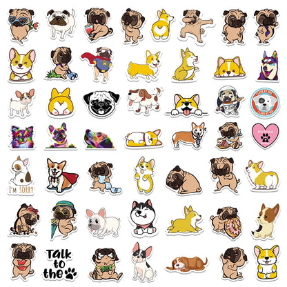 50PCS Cartoon Corgi Shapi Pet Dog Graffiti Sticker Notebook Guitar Water Cup Trolley Case Waterproof Sticker