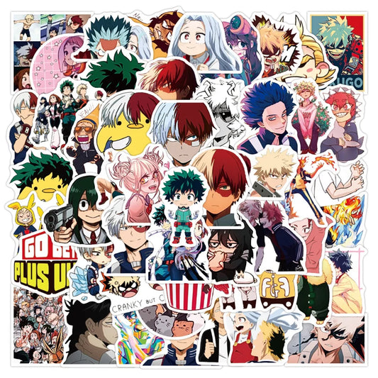 50PCS Riman Cartoon My Hero Academy Graffiti Sticker Luggage Laptop Scooter Water Cup Sticker