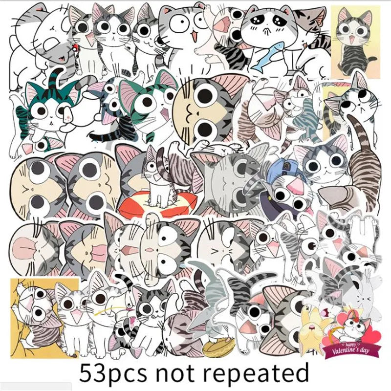 53PCS Art Illustration Popular Creative Fashion Cartoon Cartoon Gemini Decorative Style Graffiti Stickers Personality Fashion Creative DIY Exquisite Decorative Decals For Cups, Helmets, Skateboards Popular Stickers Toys