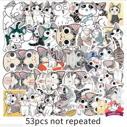 53PCS Art Illustration Popular Creative Fashion Cartoon Cartoon Gemini Decorative Style Graffiti Stickers Personality Fashion Creative DIY Exquisite Decorative Decals For Cups, Helmets, Skateboards Popular Stickers Toys