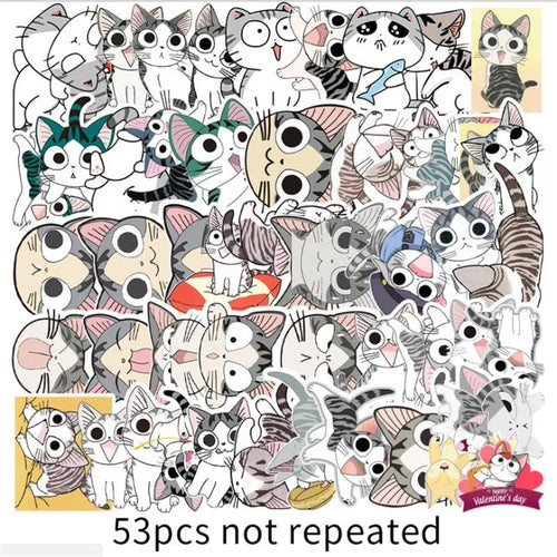53PCS Art Illustration Popular Creative Fashion Cartoon Cartoon Gemini Decorative Style Graffiti Stickers Personality Fashion Creative DIY Exquisite Decorative Decals For Cups, Helmets, Skateboards Popular Stickers Toys