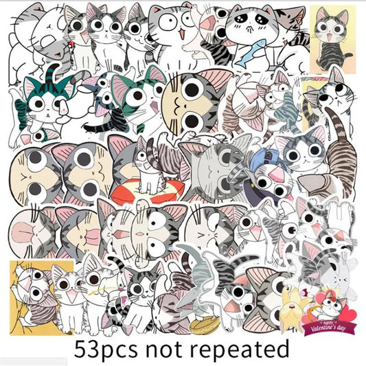 53PCS Art Illustration Popular Creative Fashion Cartoon Cartoon Gemini Decorative Style Graffiti Stickers Personality Fashion Creative DIY Exquisite Decorative Decals For Cups, Helmets, Skateboards Popular Stickers Toys