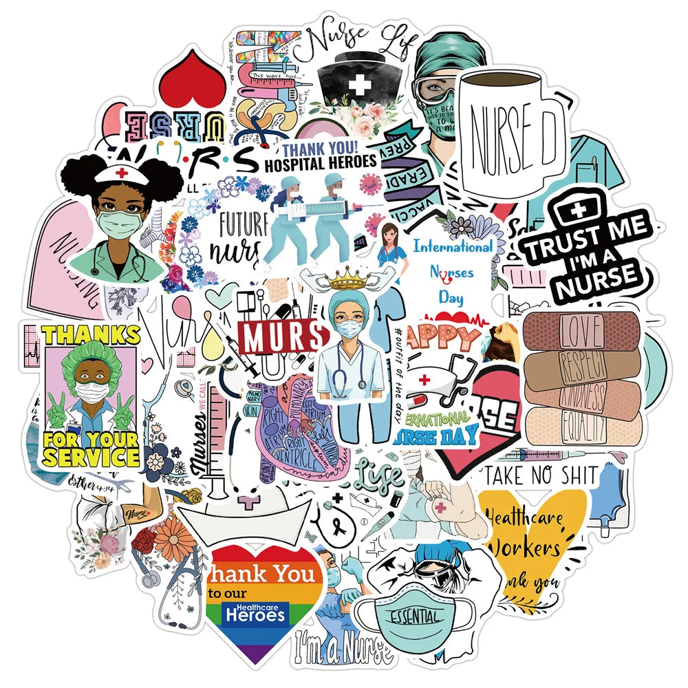 50PCS International Nurse's Day Graffiti Stickers Decorative Luggage Motorcycle Laptop Waterproof Stickers