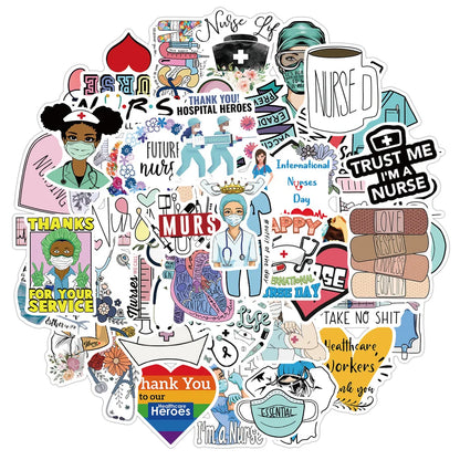 50PCS International Nurse's Day Graffiti Stickers Decorative Luggage Motorcycle Laptop Waterproof Stickers